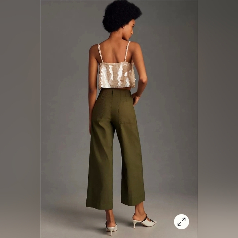 Anthropologie Maeve The Colette Cropped Wide-Leg Pants Sz 25 - Picture 2 of 12